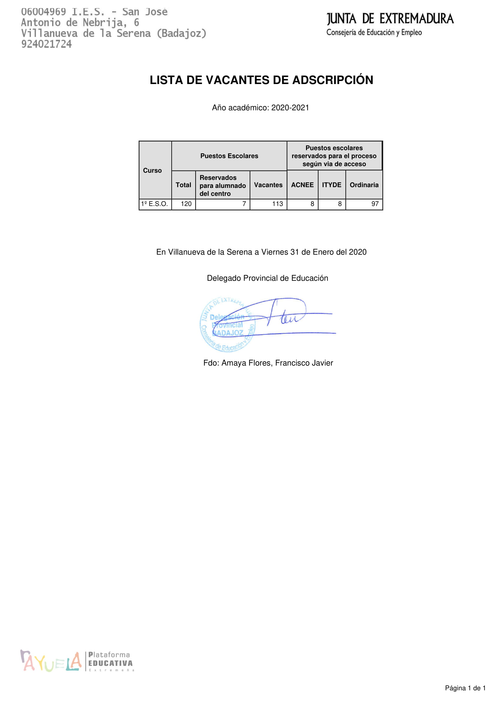 Vacantes de Adscripcion 1 1 1